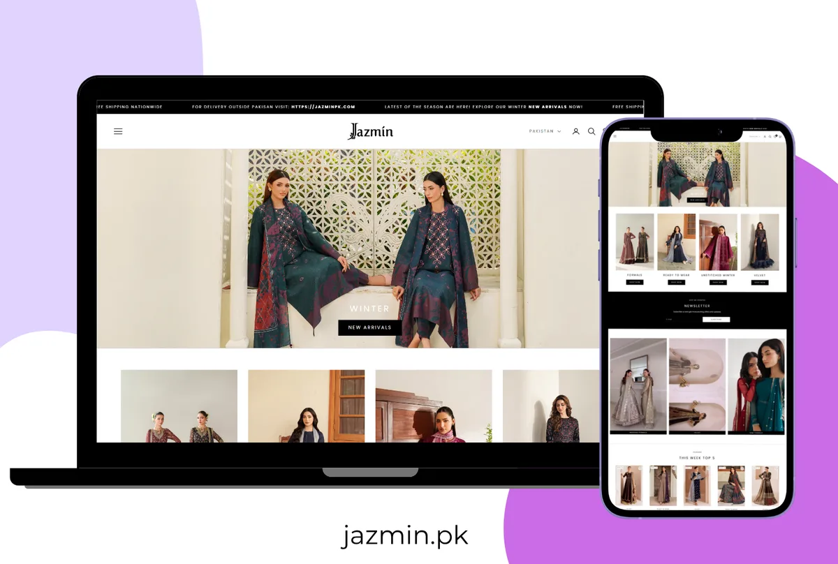 Jazmin website shown on desktop and mobile